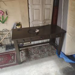 Powered Wood Table/Desk with Drawers and USB ports