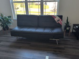 Black Faux Leather Futon Sofa Bed