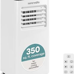 SereneLife 8000 BTU Portable Air Conditioner with Heat, Compact 4-in-1 Portable AC & Heater for Room Up to 350 Sq Ft with Dehumidifier & Fan Function,