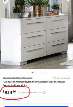 Rayland 6-Drawer Dresser Glossy White
