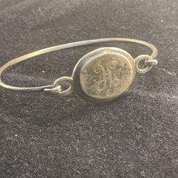 Antique Sterling Silver H Bangle Bracelet 