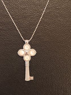 Sterling Silver 925 Ross + Simons Key Necklace, Pearls, 18"