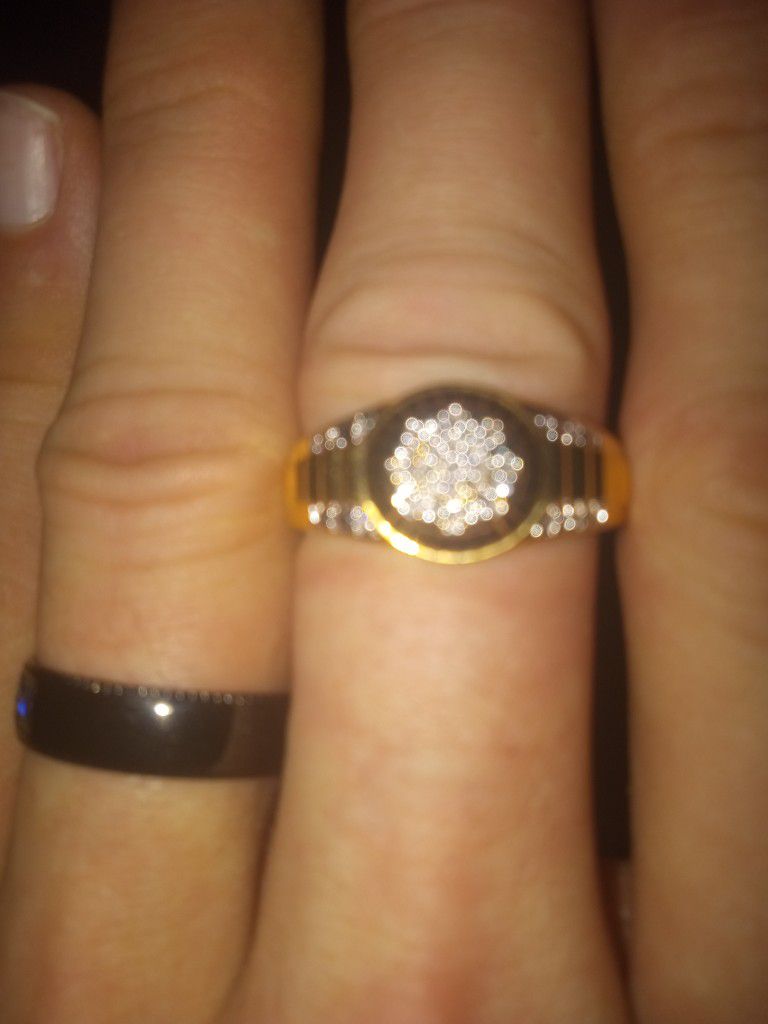 14k Gold Plated Mens Diamond Ring