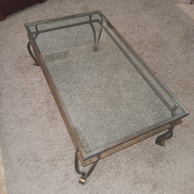 Breuners Glass Coffee Table And End Tables 