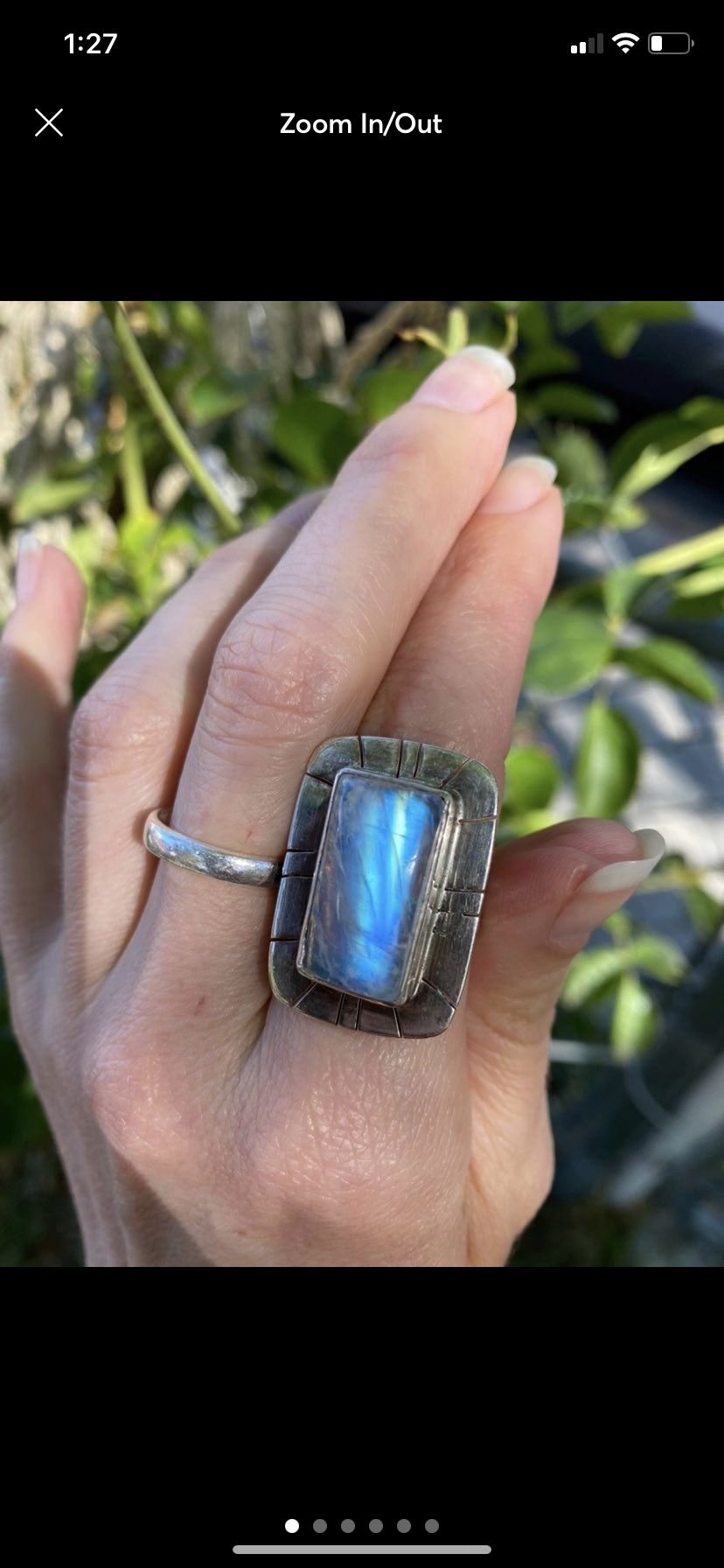 Huge Chunky Handcrafted Moonstone Ring Size 7