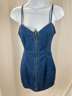 Denim zip up dress