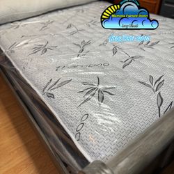 Queen Black Bamboo Mattress And Box Set New Cama 