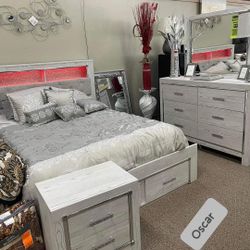 $10 Down finance or Cash  Led Bookcase storage bedroom set Queen/King Bed Dresser nightstand mirror