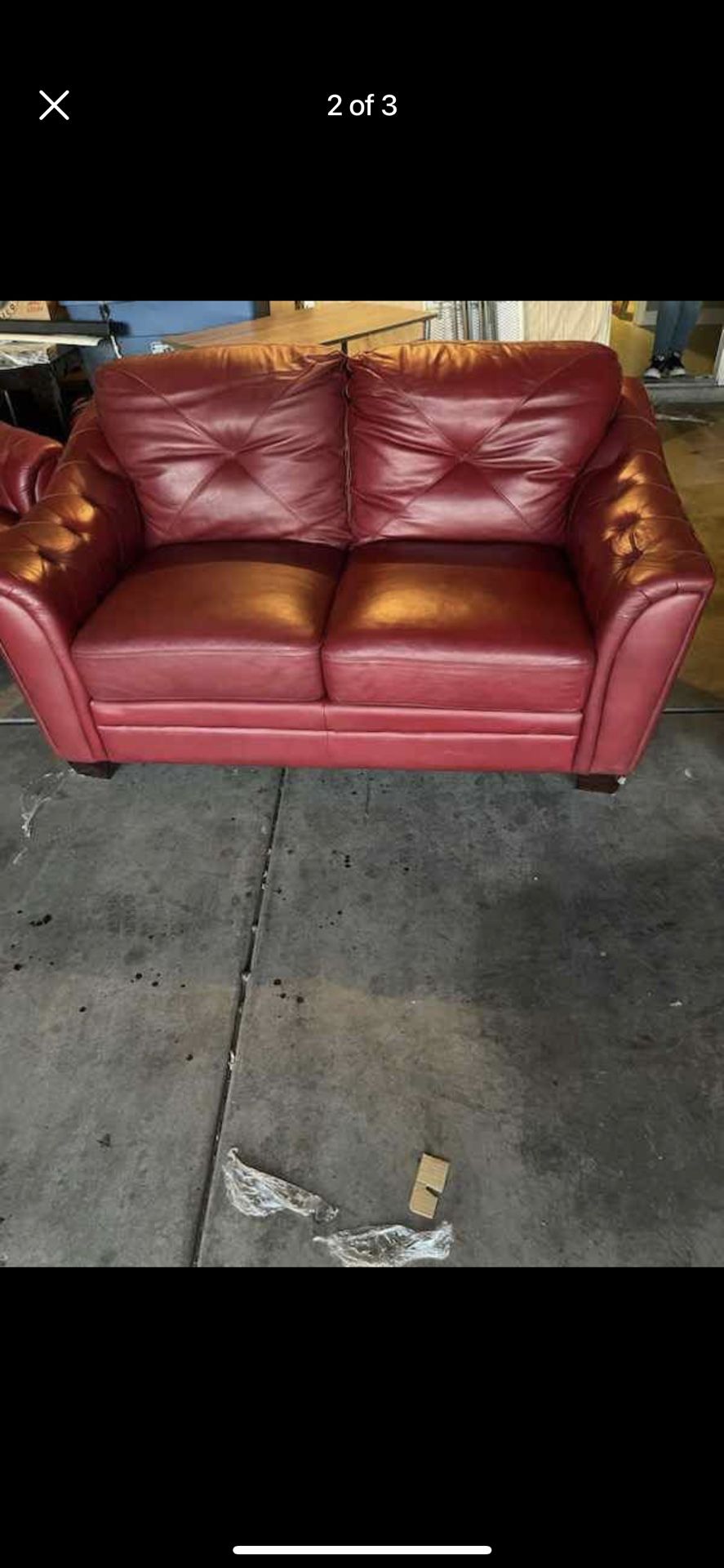 Red Leather Sofa Set Furniture