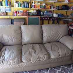 Light Tan Leather Couch 