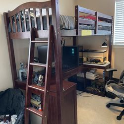 Loft Bed w/Workstation & Twin Mattress 