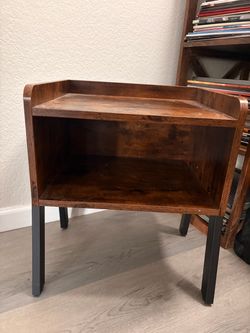 Wood and Metal Side Table with Open Shelf