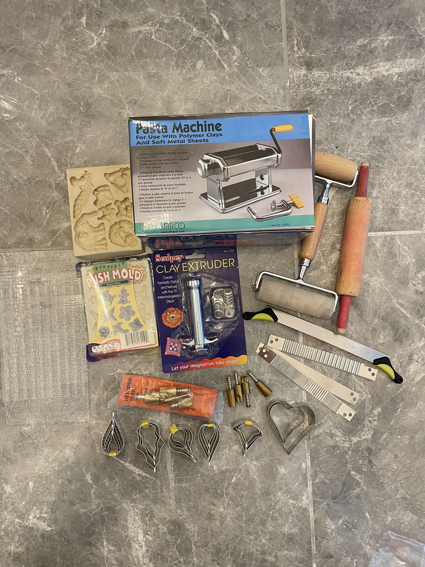 Polymer Clay Kit Including Pasta Machine And Clay Extruder And Lots More