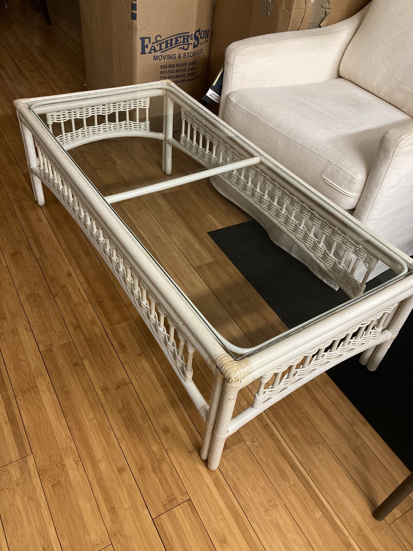 Coffee Table With Glass Top Rattan For $85