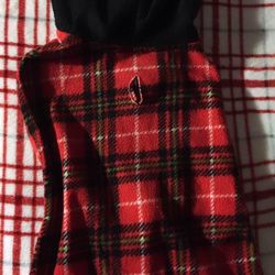 Dog Mikey Ear Hoodie Red Plaid Sweater Size Medium Pick Up Only 