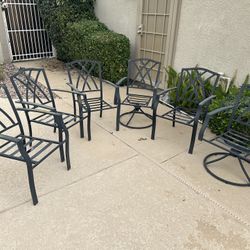 Patio Furniture 6 Metal Chairs, Just Need New Cushions 
