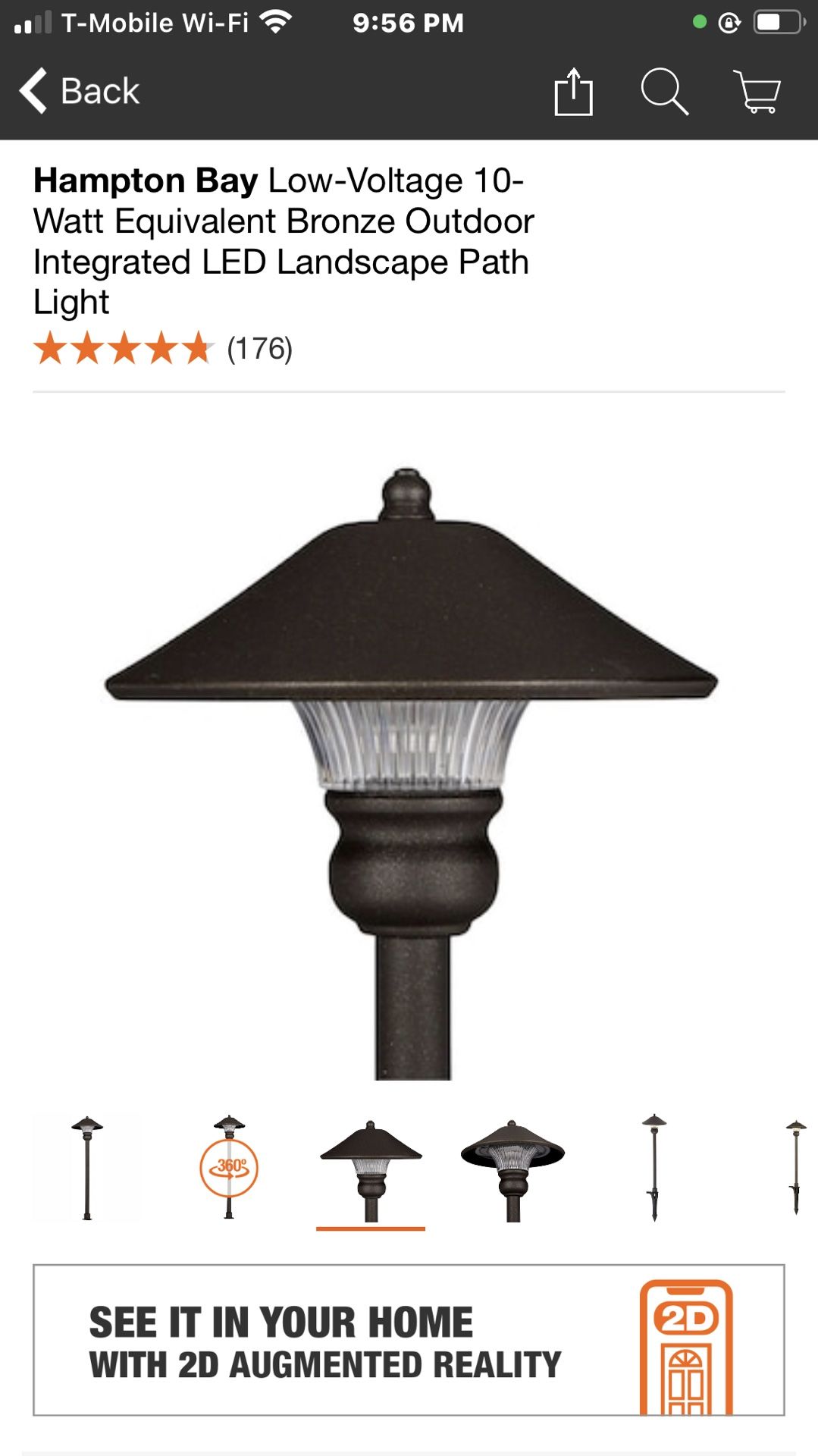 1- item only last one only $25 Hampton Bay Low-Voltage 10-Watt Equivalent Bronze Outdoor Integrated LED Landscape Path Light