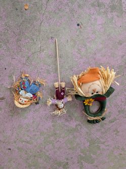 Fall Harvest Scarecrow Decorations Set of 3