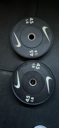 Set of 45lbs nike rubber bumper plates
