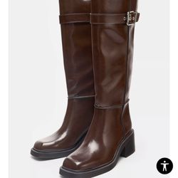 ZARA TOPSTITCHED HIGH-SHAFT BOOTS
