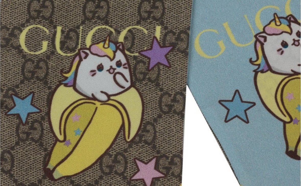 GUCCI Silk Scarf Neck Bow headband Banana Cat Rainbow scarf Celeste Bandeau accessory