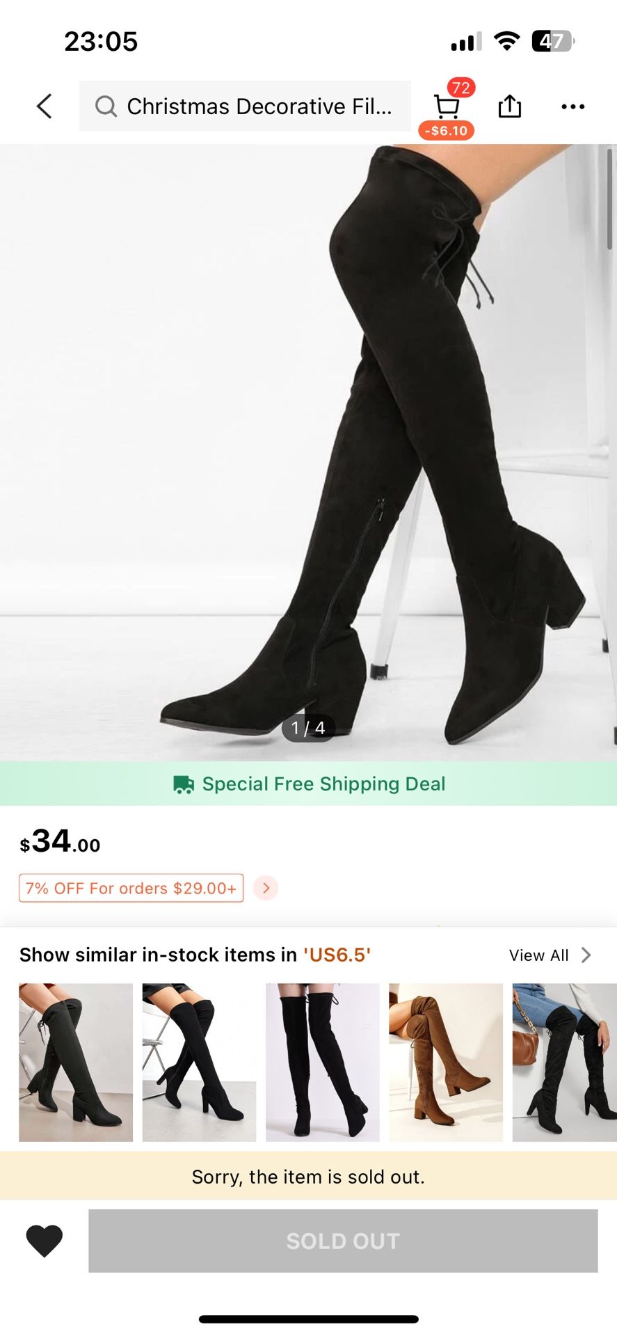 Pointy Toe Chunky Low Heel Thigh High Boots