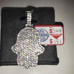 Stone Sliver Hand  Pendant 