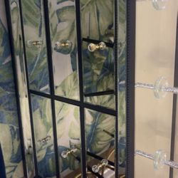 Mirrored Blue And Gold Dresser Set