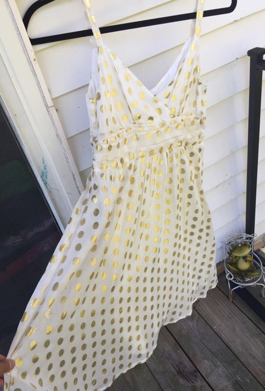 H&M cream and gold polka dot dress