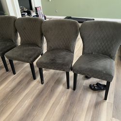 4pcs Gray Suede Chairs 