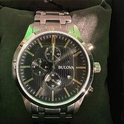 Bulova Men's Chronograph Silver Tone Bracelet Watch 