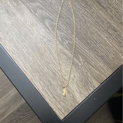 10k Solid Gold Rope Chain With 10k Pendent 
