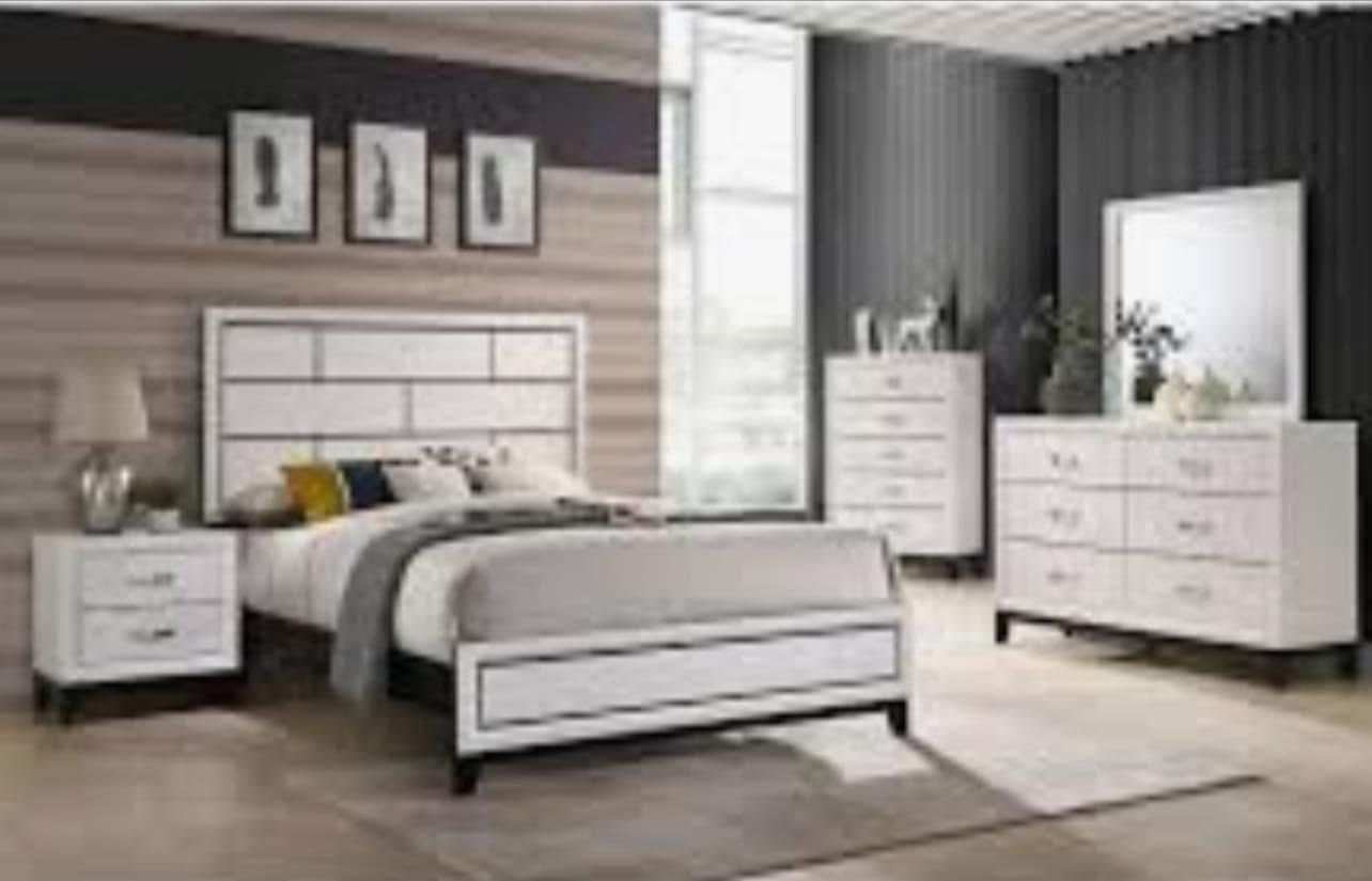 4 PCS GREY OR WHITE BEDROOM SET