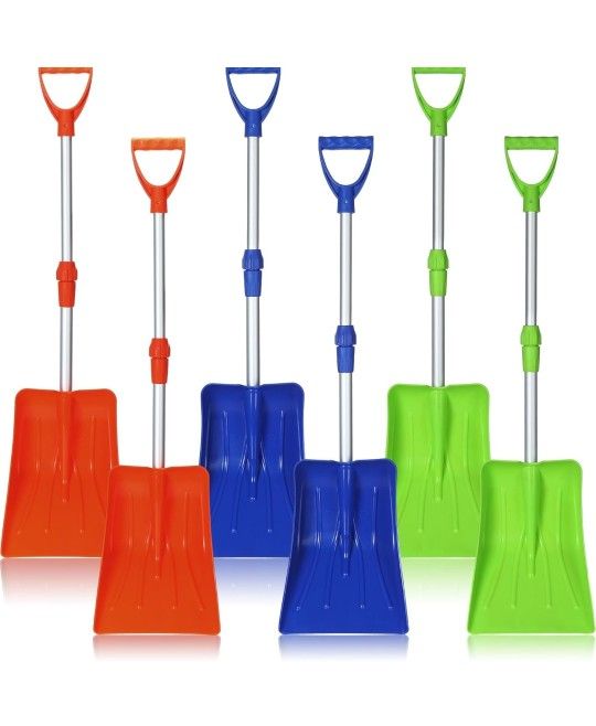 6 Pcs Large Kids Sand Shovel 27"-35" Beach Shovels Jumbo Plastic Toy Shovel Long Sand Shovels Gardening Tools Beach Shovel for Shoveling Digging Sand