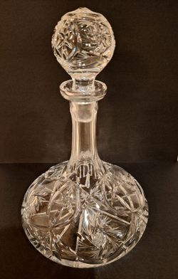Vtg Cut Crystal  Ships (Captains) Decanter with Stopper