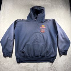 Y2K Red Bull Men’s 2XL Faded Blue Sweatshirt Hoodie Racing Moto Fox Menzies
