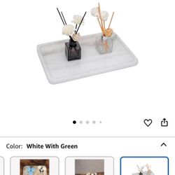 Luxurious Handmade Marble Tray, 12x8x0.8 inch, Natural Marble for Decor/Bathroom/Kitchen/Coffee Table, Vanity/Stone Tray, White - Pearl Green