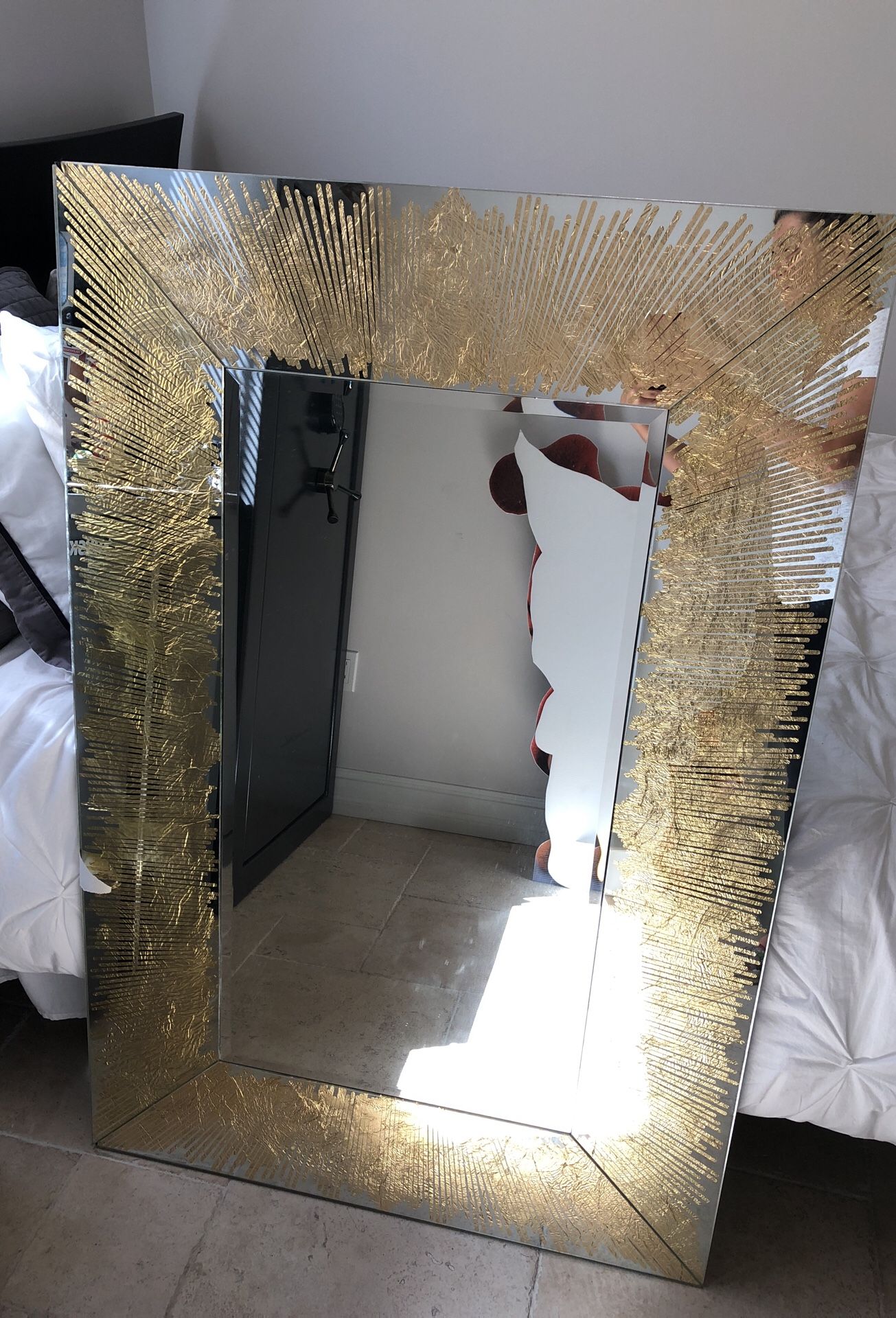 Nicole Miller gold foil burst mirror