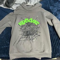 Spider hoodie , green & gray