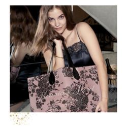 Victoria's Secret VS Pink Floral Large Bag Tote Weekender Faux Leather- New 