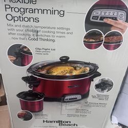 Hamilton Beach Stay or Go Programmable Slow Cooker with Party Dipper, 7 Quart Capacity,Removable Crock