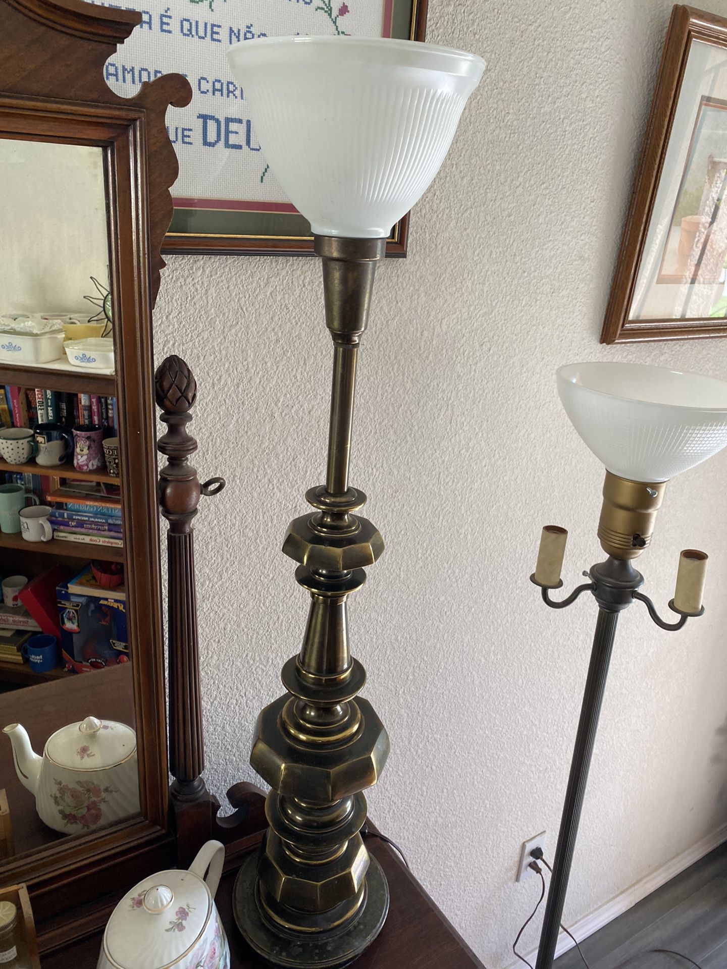 Vintage Lamp 3 Foot Tall  Milk Glass Shade 