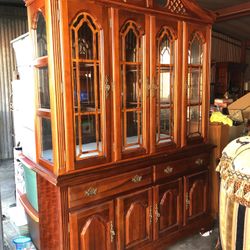 Elegant Wood China Cabinet with Shelves See Description
