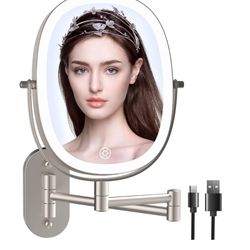 NEW Wall Mounted Lighted Makeup Vanity Mirror, Double Sided 1X 10X Magnifying Bathroom Mirr