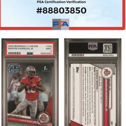 2023 Bowman University Chrome Marvin Harrison Jr Rookie Card RC #100 PSA 9