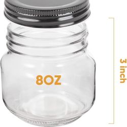 Set of 24 Mason Jars, Glass Jars With Lids 8 oz