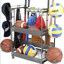 Rolling Sports Equipment Storage Rack (Brand New)