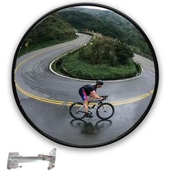 BESEA 24 Inch Convex Security Mirror Outdoor, View Adjustable Driveway Mirror with Fixing Bracket