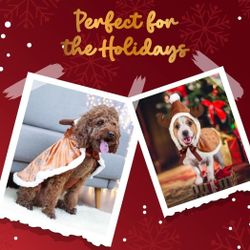  Dog Costume Christmas Dog Clothes Xmas Puppy Reindeer Elk Cloak Pet Cosplay Costumes Party Dressing up Dog Christmas Outfit for Medium Dogs Cats

