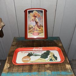 Coca Cola Replica Trash Can & Tray
